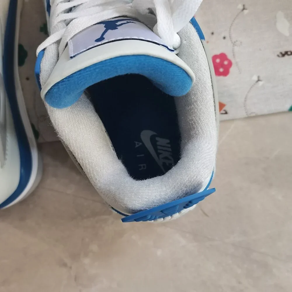 White And Blue Air Jordan AJ4 Sneakers - Picture 5 of 10